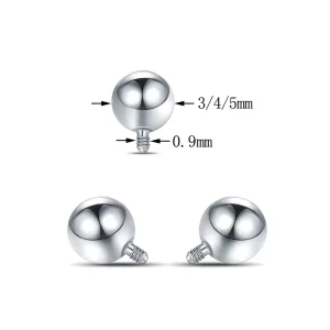 Embout Piercing Bille en Titane avec Pas de Vis 0.9mm