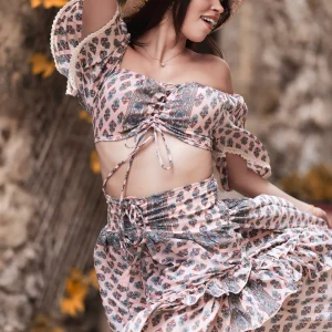 Ensemble jupe « Esmeralda » en soie imprimée