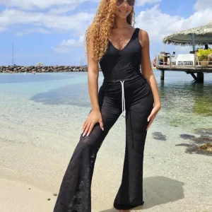 Pantalon de plage dentelle noire
