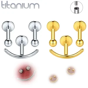 Ensemble piercing oreille Smiley en titane brut ou anodisé