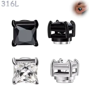 Faux Piercing Aimanté Zircon Carré Lobe & Cartilage