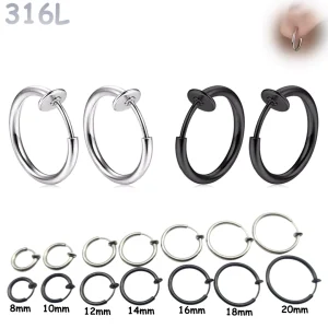 Faux Piercing Anneau Créole 2 mm (sans perçage) Ø 8-20 mm
