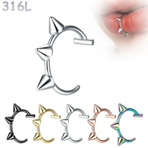 Faux Piercing Anneau à Pointes pour Lèvre