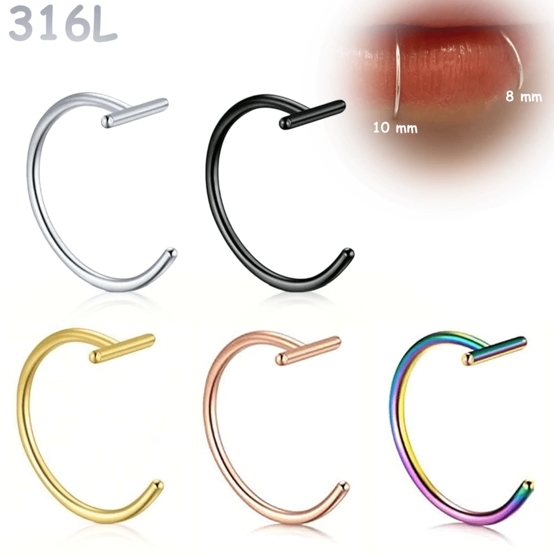 Faux Piercing Lèvre Anneau en Acier Chirurgical 8 ou 10 mm – Image 2
