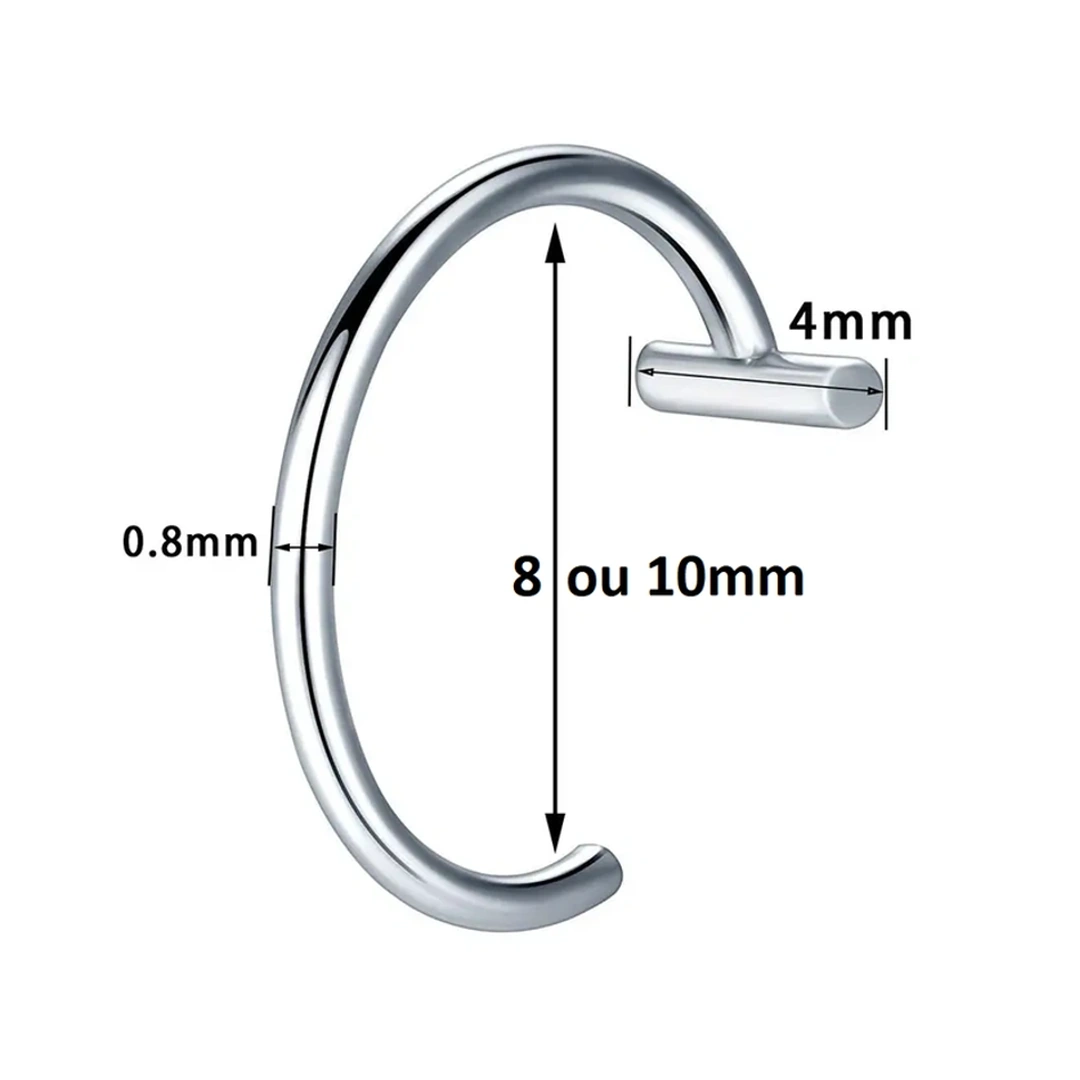 Faux Piercing Lèvre Anneau en Acier Chirurgical 8 ou 10 mm – Image 4