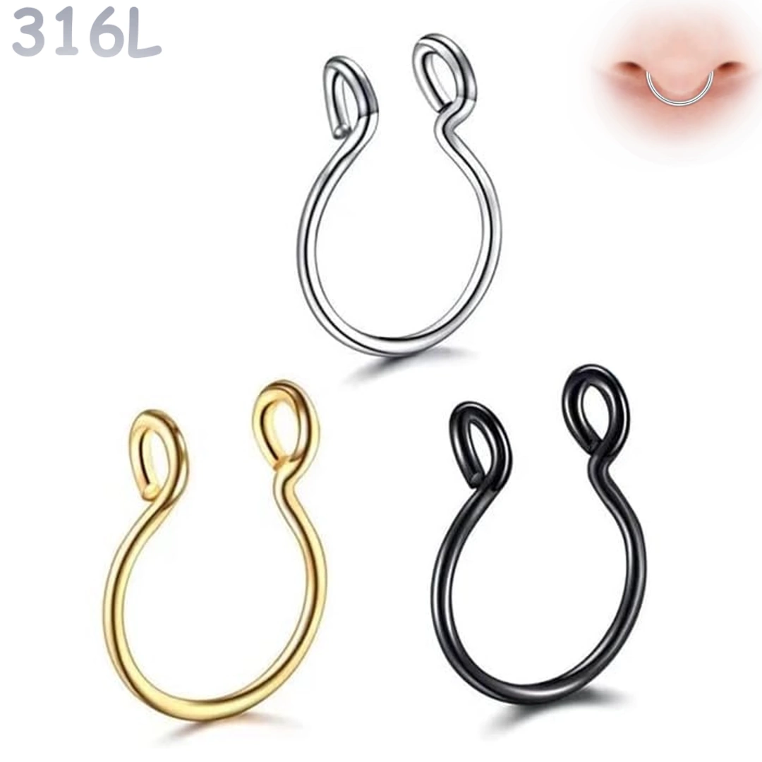Faux Piercing Septum Anneau Ajustable en Acier 316L – Image 2
