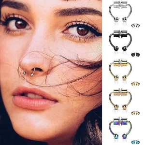 Faux Piercing Septum Magnétique Fer à Cheval en Acier 316L
