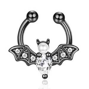Faux Piercing Septum à Clip Chauve-Souris Scintillante