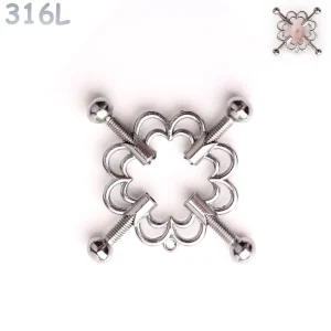 Faux Piercing Téton Ajustable à Motif Floral