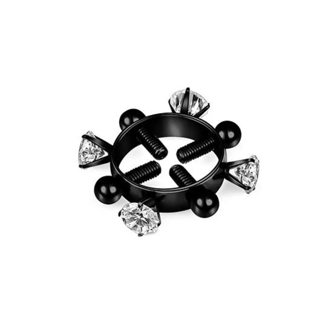 Faux Piercing Téton Anneau Scintillant à Vis de Serrage – Image 4