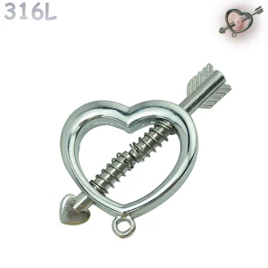 Faux Piercing Téton Cœur & Flèche à Ressorts