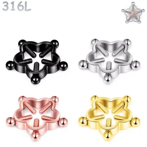 Faux Piercing Téton Fleur Industrielle à Vis