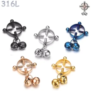 Faux Piercing Téton Réglable avec Clochettes