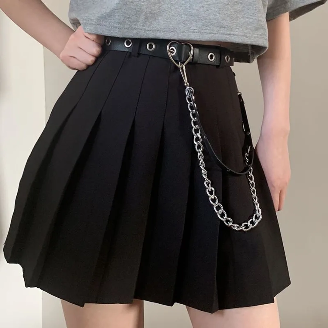 Ceinture en Cuir Femme Boucle à Cœur Métallique et Chaîne – Image 7