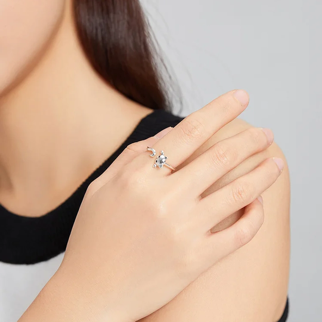 Bague Chat Espiègle Réglable en Acier Inoxydable – Image 4