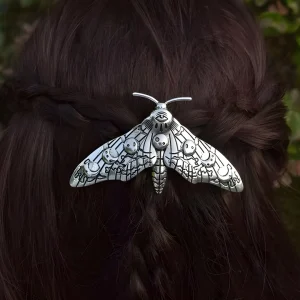 Barrette Papillon de Nuit Lunaire en Acier Inoxydable