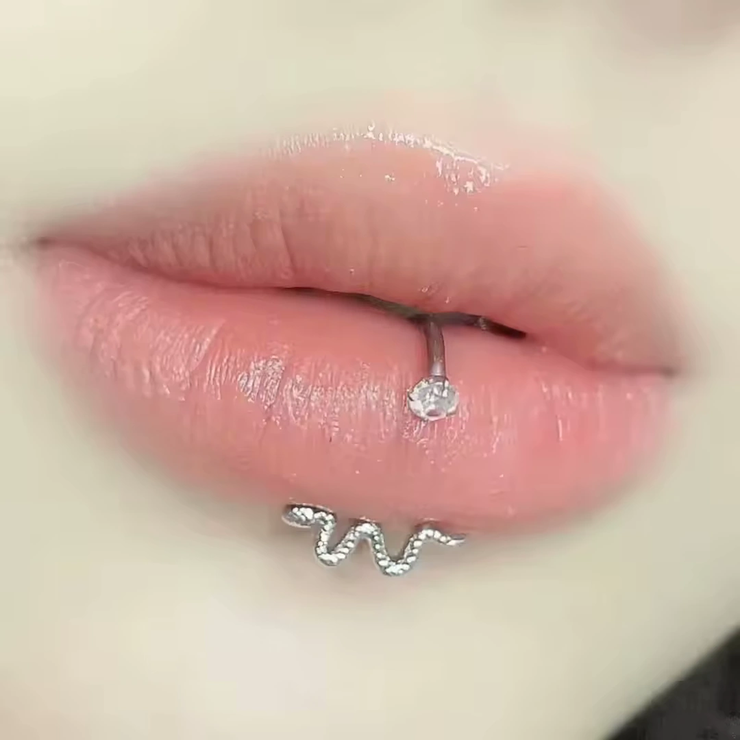 Piercing Fer à Cheval Serpent & Zircon – Cartilage ou Lèvre – Image 7