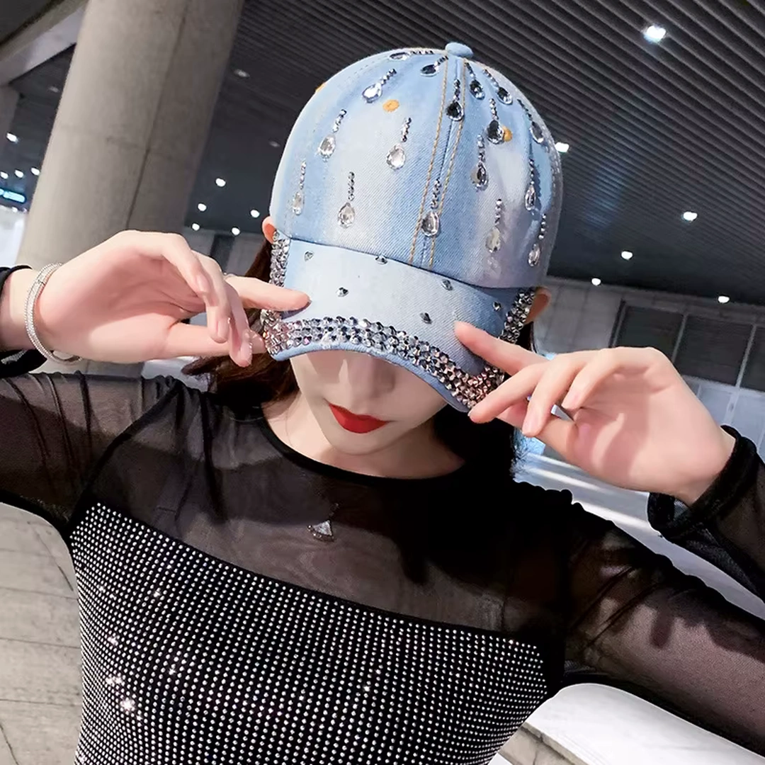 Casquette en Denim Délavé avec Gouttelettes pour Femme – Image 5