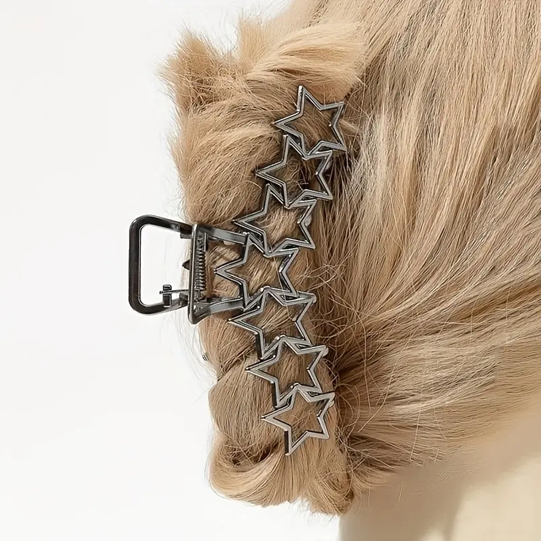 Grande Pince à Cheveux Étoiles en Acier Inoxydable