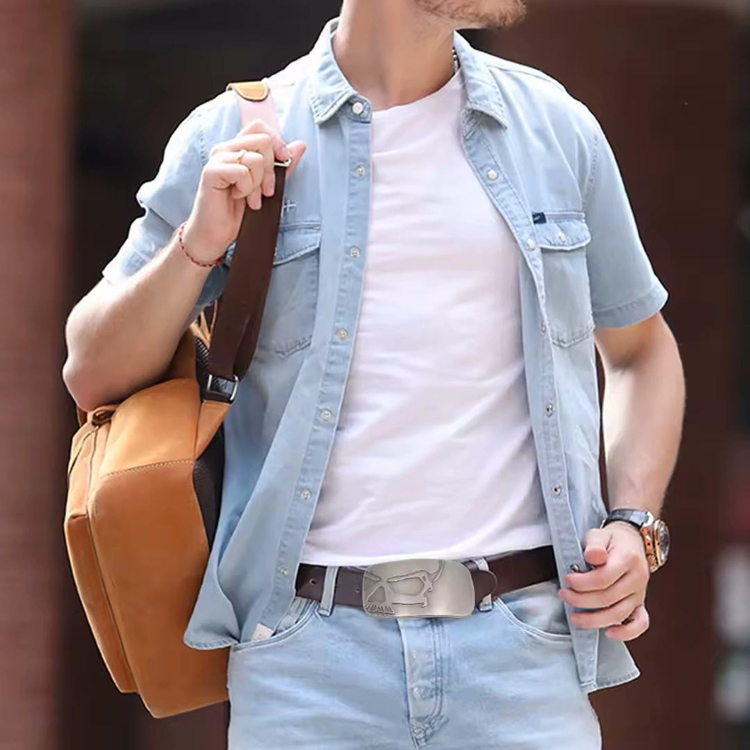 Boucle de Ceinture Tête de Mort en Acier Gravé – Image 6