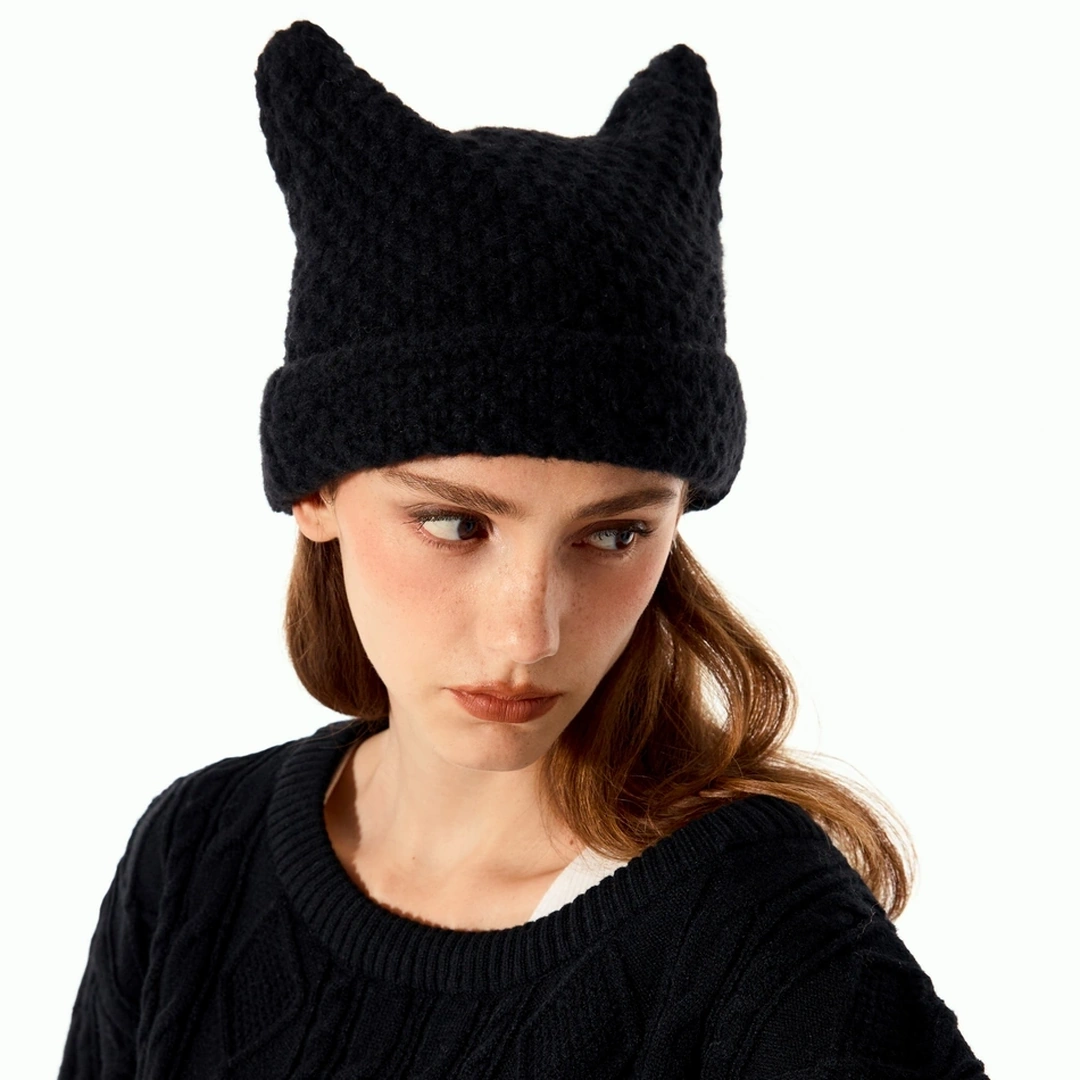 Bonnet Tricoté avec Oreilles de Chat pour Femme – Image 8