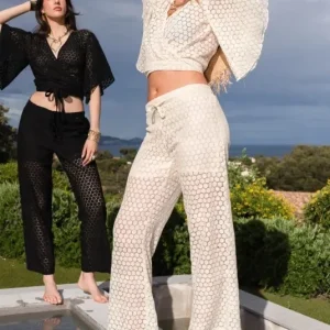 Pantalon de plage en dentelle brodée
