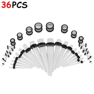 Kit Écarteur d’Oreille Acrylique Transparent 1,6 à 10 mm