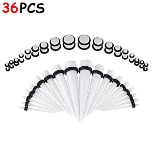 Kit Écarteurs Stretching Oreille Acrylique Blanc 1,6 à 10 mm