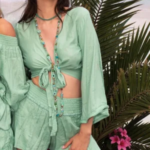 Short Boho style de couleur unie