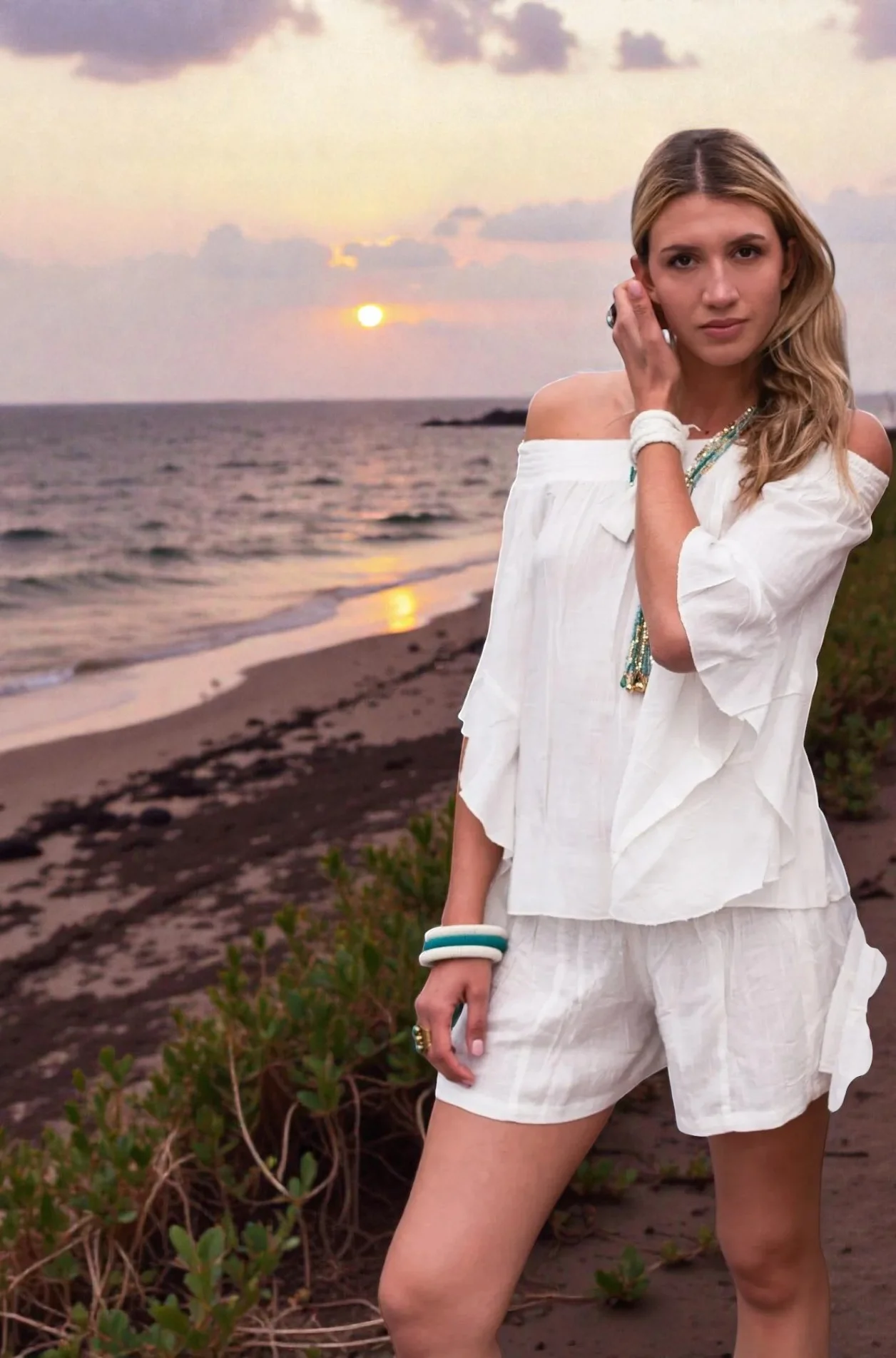 Short Boho style de couleur unie – Image 4