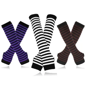 Mitaines Longues Rayées Gothiques pour Femme