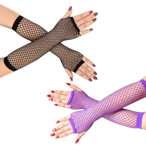 Mitaines Longues Résille Gothiques Noires ou Violettes