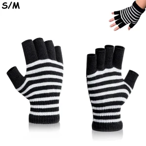 Mitaines à Rayures Noires & Blanches S-M