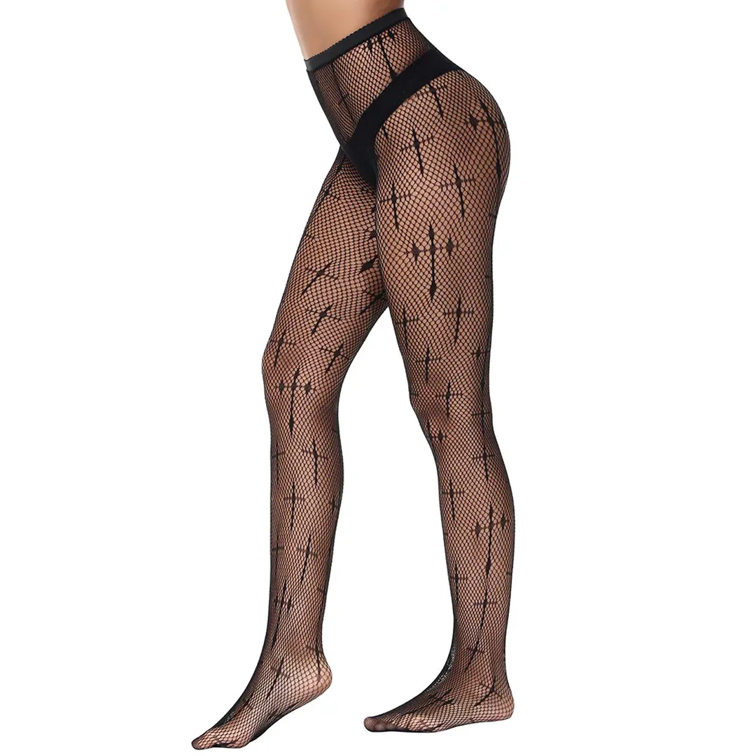 Collants Résille Motif Croix Gothiques – Noir ou Blanc – Image 4