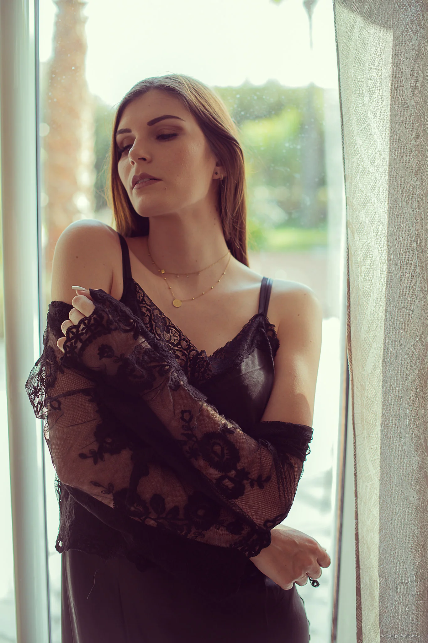 Nuisette satin et dentelle noire – Image 3