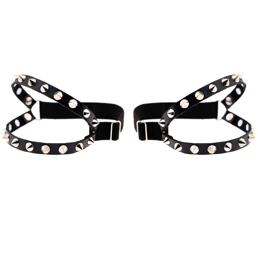 Jarretières Cloutées à Double Lanière en Cuir pour Genoux – Image 3