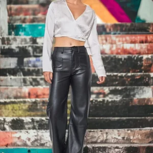 Pantalon huilé poches plates