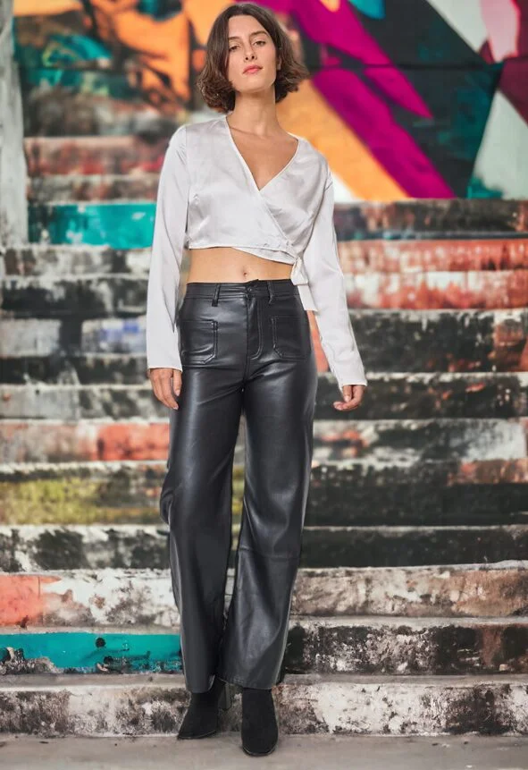 Pantalon huilé poches plates