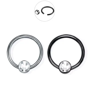 Piercing Anneau Captif en Titane doté d’un cylindre serti de zircon