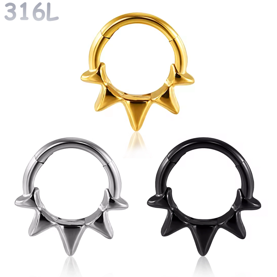 Piercing Anneau Clicker 5 Pointes Sculptées – Septum & Daith – Image 2