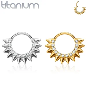 Piercing Anneau Clicker Clouté en Titane serti de Zircons
