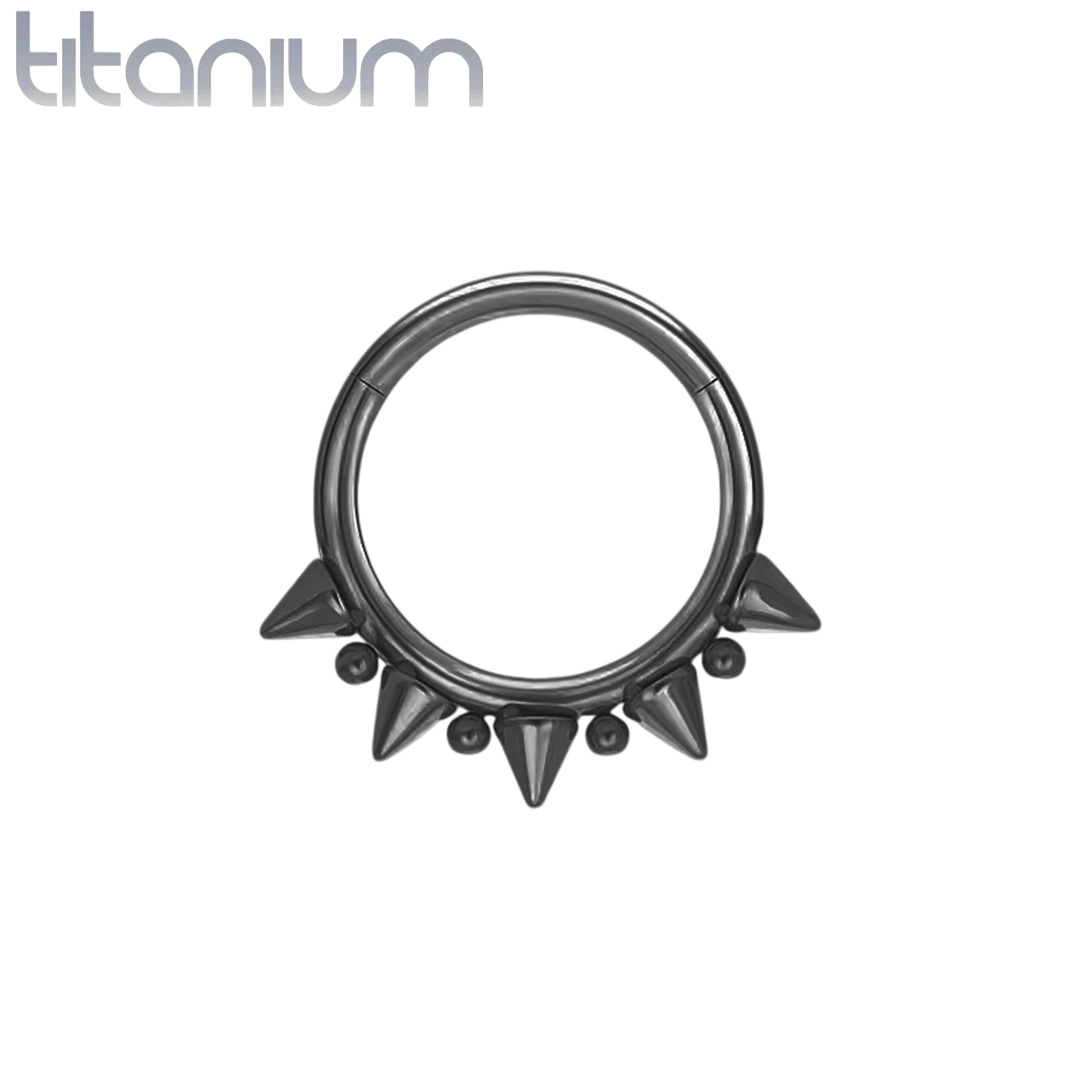 Piercing Anneau Clicker Couronne Perles & Pointes Titane – Image 7