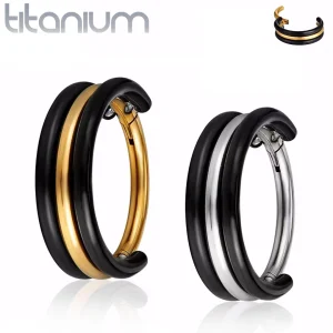 Piercing Anneau Clicker Titane à Double Arc Noir Contrasté