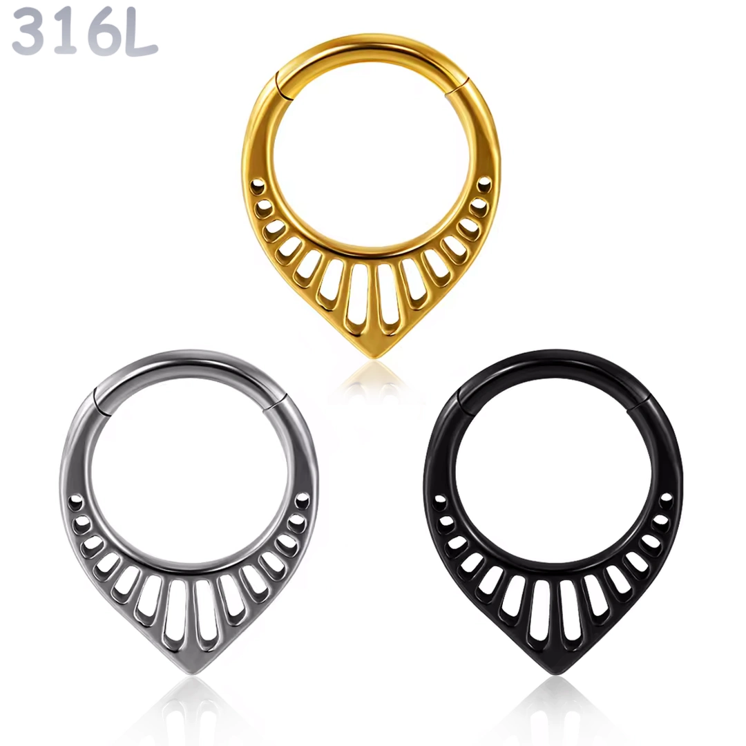 Piercing Anneau Clicker en V Ajouré – Daith & Septum
