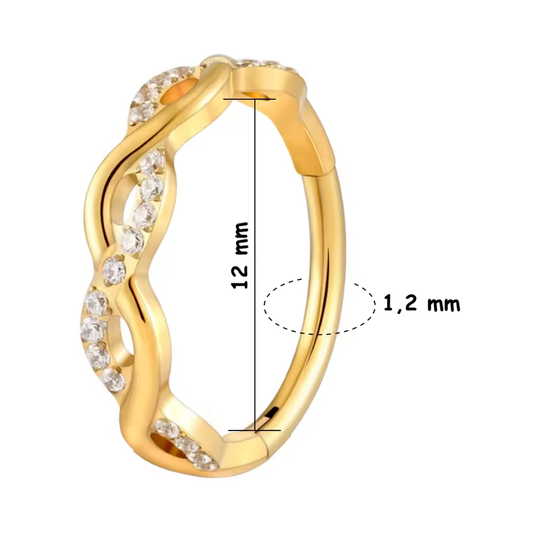 Anneau Clicker Titane Torsadé à Zircons Sertis – Image 8