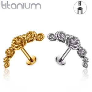 Piercing Arc de Roses Sculptées à Tige Labret Titane