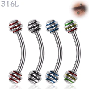 Piercing Arcade Banane 12 mm avec Boules à Striures