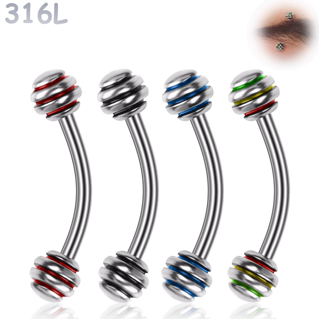 Piercing Arcade Banane 12 mm avec Boules à Striures