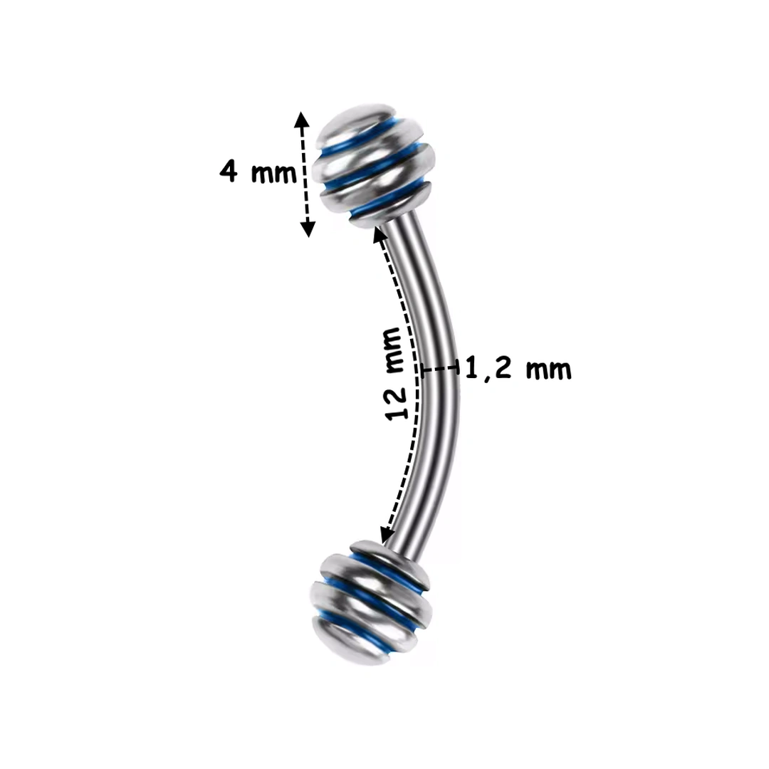 Piercing Arcade Banane 12 mm avec Boules à Striures – Image 6