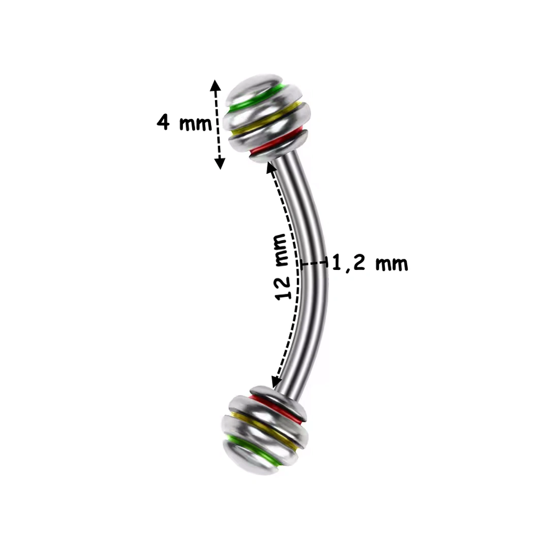 Piercing Arcade Banane 12 mm avec Boules à Striures – Image 7